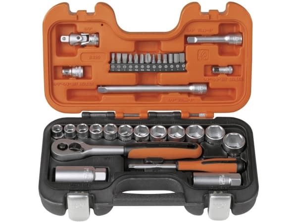 Bahco skiftnyckelsats 3/8 34 delar - 10-22mm toppar s330