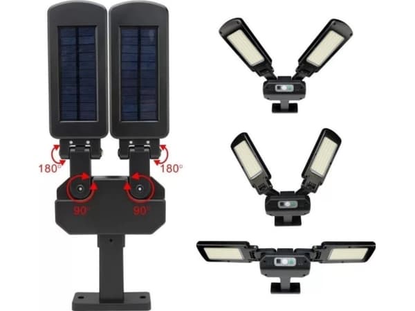 Maclean Solar LED street lamp with motion sensor and remote control Maclean IP54, 5W, 2x450lm, 6500K, Li-ion 2400 mAh, 3 operating modes MCE447