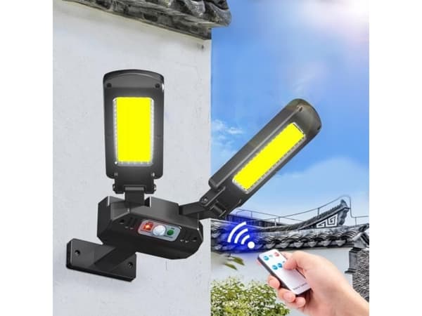 Maclean Solar LED street lamp with motion sensor and remote control Maclean IP54, 5W, 2x450lm, 6500K, Li-ion 2400 mAh, 3 operating modes MCE447