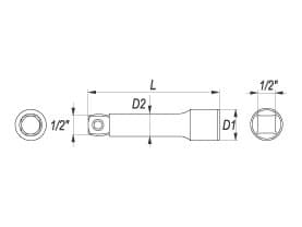 Yato YT-1251, Yksittäinen kohde, Jatkovarsi, Kromivanadiiniteräs, 1/2", Kromi, 254 mm