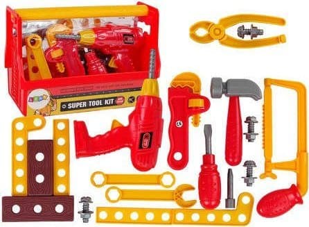 LeanToys Verktygslåda Hammare Tänger Röd