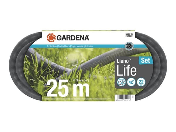 Gardena Trädgårdsslang Liano Life 25 m. - Set