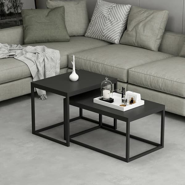 Soffbord Aabenraa set om 2 svart matt [en.casa]