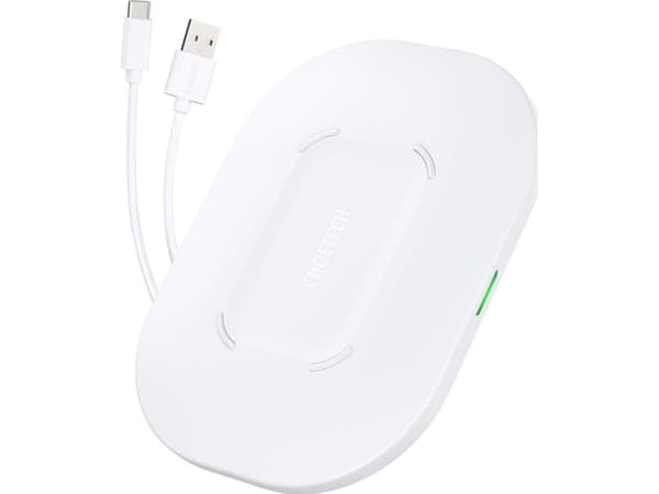 Hurtig trådløs lader CHOETECH, 15W, hvit