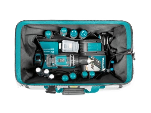 Makita E-15431 Vahvistettu, työkalulaukku kehyksellä, leveämpi aukko.