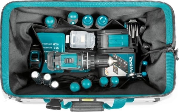 Makita E-15431 Vahvistettu, työkalulaukku kehyksellä, leveämpi aukko.