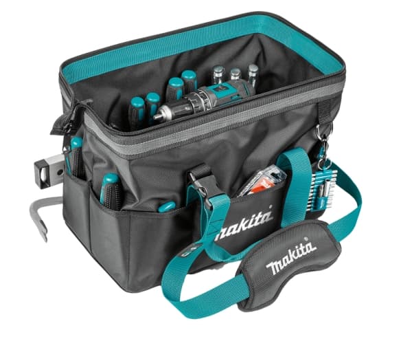 Makita E-15431 Vahvistettu, työkalulaukku kehyksellä, leveämpi aukko.