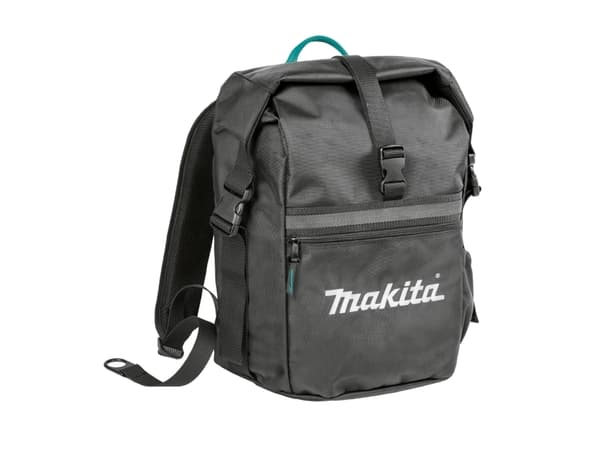 Makita E-15528 Tuulenpitävä ja sateenpitävä reppu, jossa on rullasuljenta.