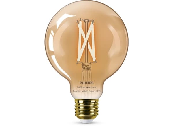 Philips Smart - LED-glödlampa med filament - form: G95 - E27 - 7 W (motsvarande 50 W) - klass F - varmt till kallt vitt ljus - 2000-5000 K - bärnsten