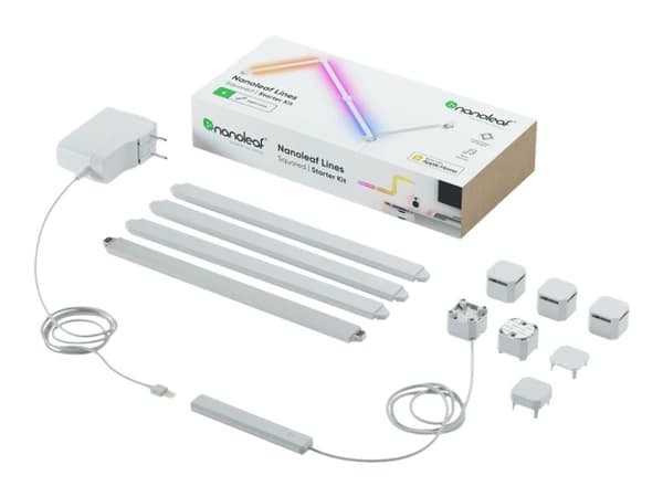 Nanoleaf Lines 90 Degress Smarter Kit - Trådlös belysningsuppsättning - LED x 4 - 2 W - RGBW-lampa - 1200-6500 K - slinga
