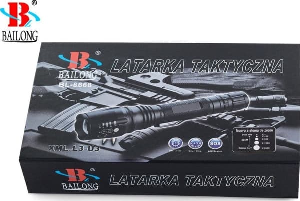 Bailong lommelykt Bailong taktisk lommelykt med LED CREE XM-L T6 modell 8668 universal