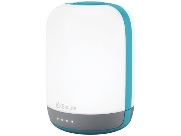 BioLite AlpenGlow 500, Akulla toimiva retkilyhty, Sininen, Harmaa, Valkoinen, Ripustinlenkki, IPX4, 500 lm, LED