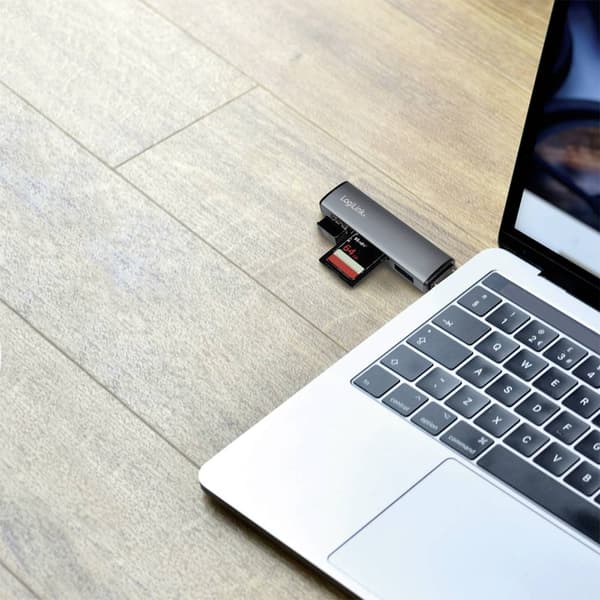 LogiLink UA0394 USB 3.1 (Gen 2) hub Aluminiumhölje, SD-kortläsare, med status-LED Rymdgrå