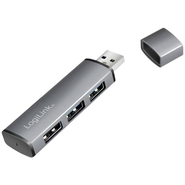 LogiLink UA0395 USB 3.1 (Gen 2) hub Aluminiumhölje, med status-LED Rymdgrå
