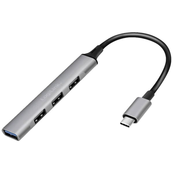 LogiLink UA0392 USB-C® (USB 3.1) Multiport Hubb med USB-C-kontakt Alumniumgrå