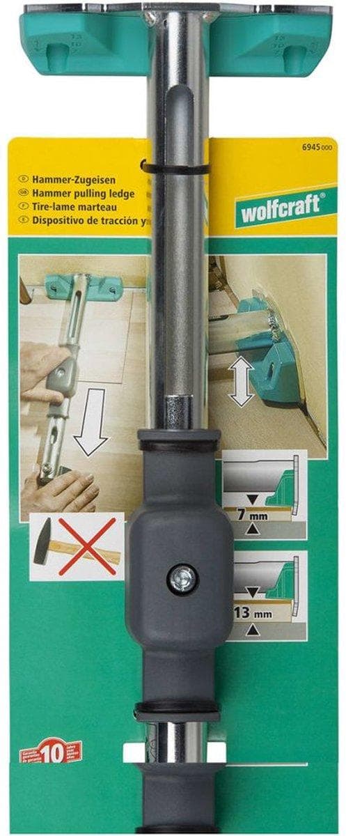 wolfcraft - Hammerjern - Trækstang - Bat - 3-i-1 - Lægning af sømløst laminat og PVC - 6945000