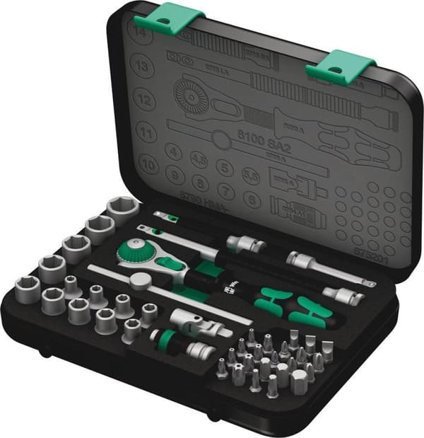 Wera 8100 SA 2 Zyklop 05003533001 Topnøglesæt Metrisk 1/4 (6,3 mm) 42 stk.