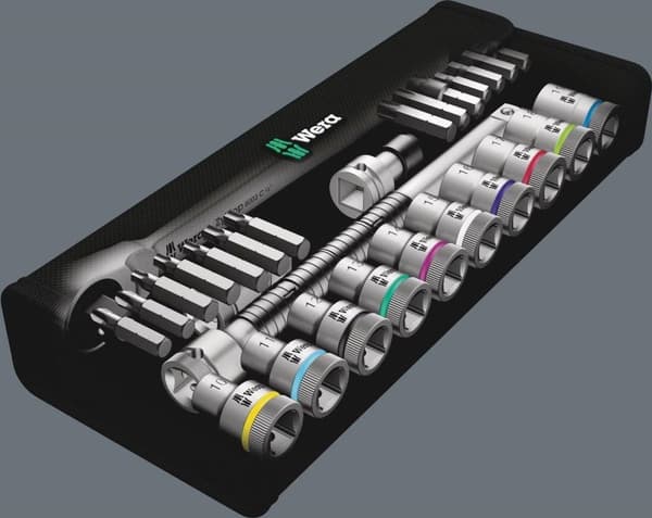 Wera 5004077001 8100 SC 7 28-delad hylsnyckel set genom fyrkant - 1/2"