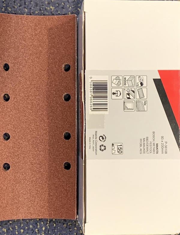 MAKITA slipremsor 93 x 228 korn 150 (50 st)