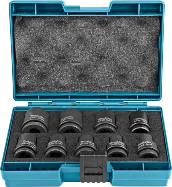 Makita B-66232 9-delt boks med stødfatningssæt - 1/2"