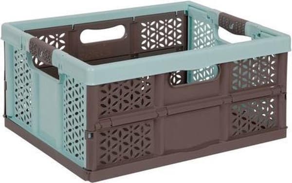 Foldeboks 32 L - 48x35x24 Lea Taupe/turkis Keeper 10296