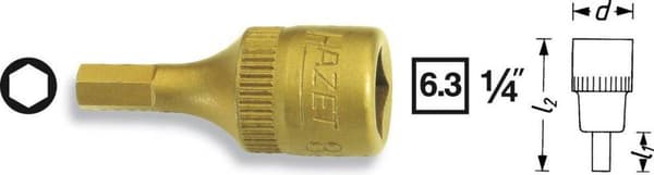 Hazet 8501 8501-6 Insexnyckelbitsinsats 6 mm 1/4 (6,3 mm)