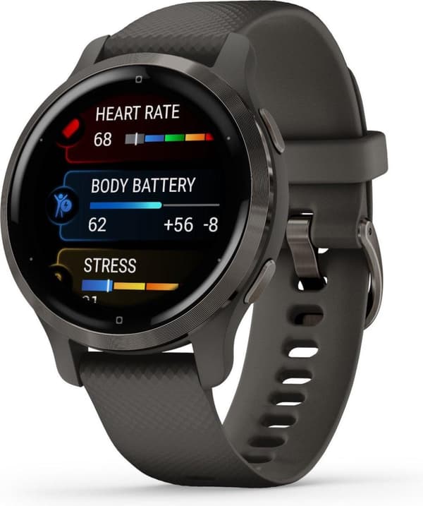 Garmin Venu 2s Health Smartwatch - Amoled pekskärm - Stegräknare - 10 dagars batteri - Grå/Gunmetal