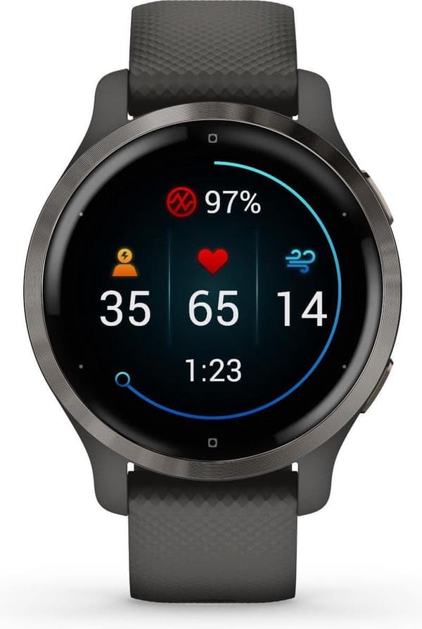Garmin Venu 2s Health Smartwatch - Amoled touchscreen - Skridttæller - 10 dages batteri - Grå/Gunmetal