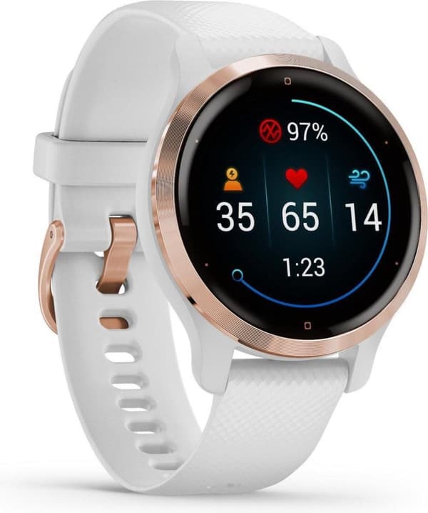 Garmin Venu 2s Health Smartwatch - Amoled touchscreen - Skridttæller - 10 dages batteri - Rose guld/hvid