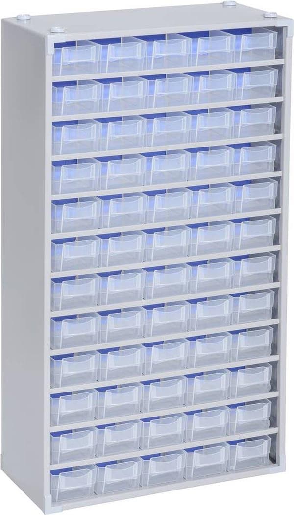 Allit 464830 Opbevaringsskab til smådele VarioPlus ProM 57/120 (BxHxD) 300 x 565 x 140 mm Sølv, Transparent