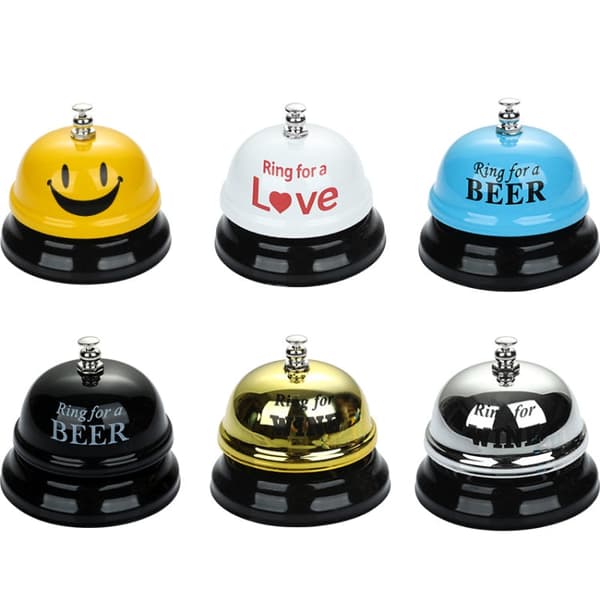 3 PCS Bar Counter Dishes Ring Bell Pendant Brass Bell Meal Bell(Black Letters)