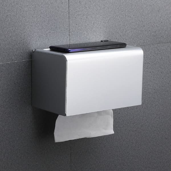 Bathroom Wall-mounted Waterproof Paper Tissue Roll Stand Holder(White)