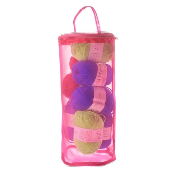 Mesh Bag DIY Hand Weaving Tools Yarn Storage Knitting Bag Organizer Hollow Yarn Bag(Big Rose Red)