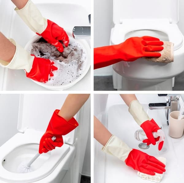 10 PCS Household Two-color Washing Gloves Housework Cleaning Laundry Dishwashing Latex Gloves, Size:M