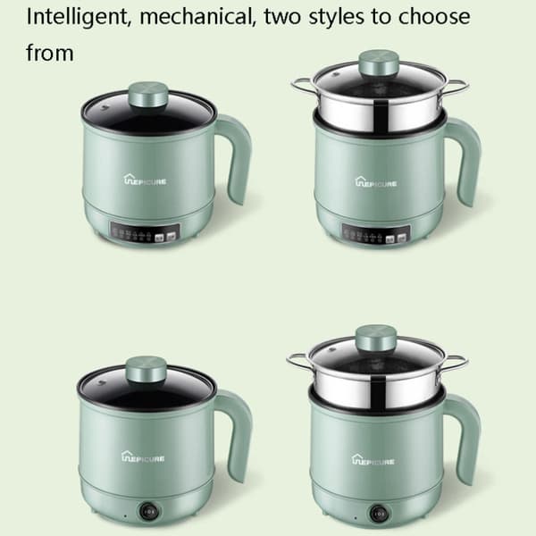 Multi-Function Electric-Cooker Mini Dormitory Student Cooking Rice Stir Frying Non-Stick Pot, 110V US Plug, Colour: Green Smart with Steam Grid(1.7L)