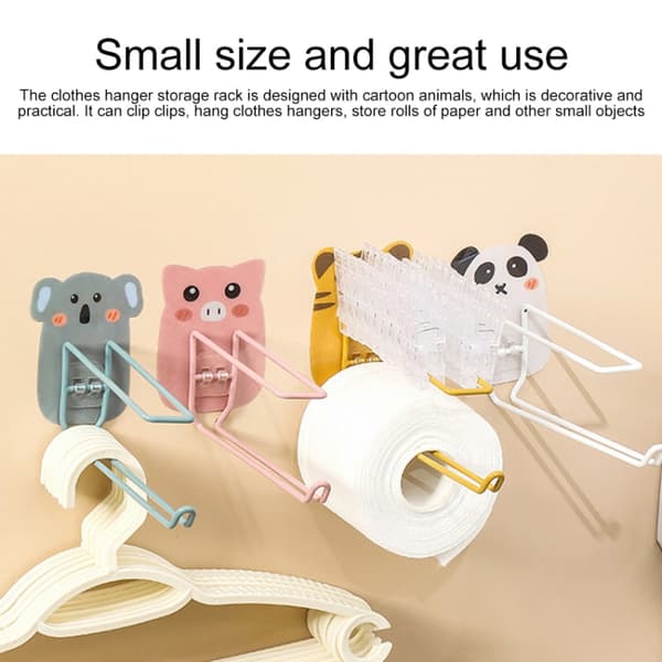 4 PCS Cartoon Hanger Storage Rack Paper Towel Rack Hanger Rack(Piggy Stainless Steel)