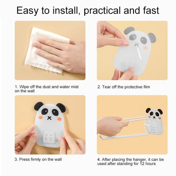 4 PCS Cartoon Hanger Storage Rack Paper Towel Rack Hanger Rack(Piggy Stainless Steel)