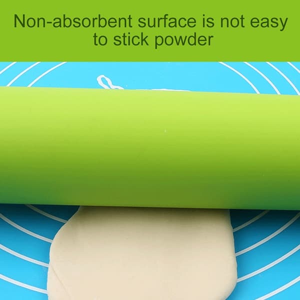 kn055 Solid Wooden Handle Silicone Rolling Pin Non-stick Food Dumpling Stick, Length: 29cm, Random Color Delivery
