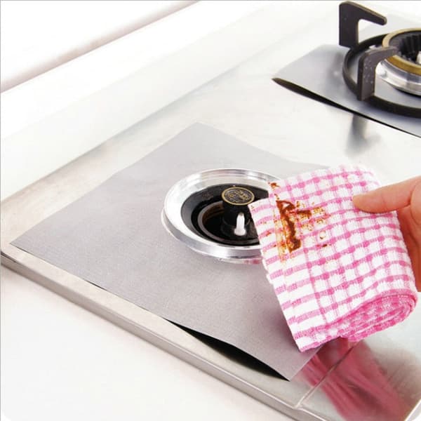 8 PCS Gas Furnace Surface Ultra-thin Fibre Material Stovetop Protective Cleaning Pad, Size: 27*27cm (Silver)