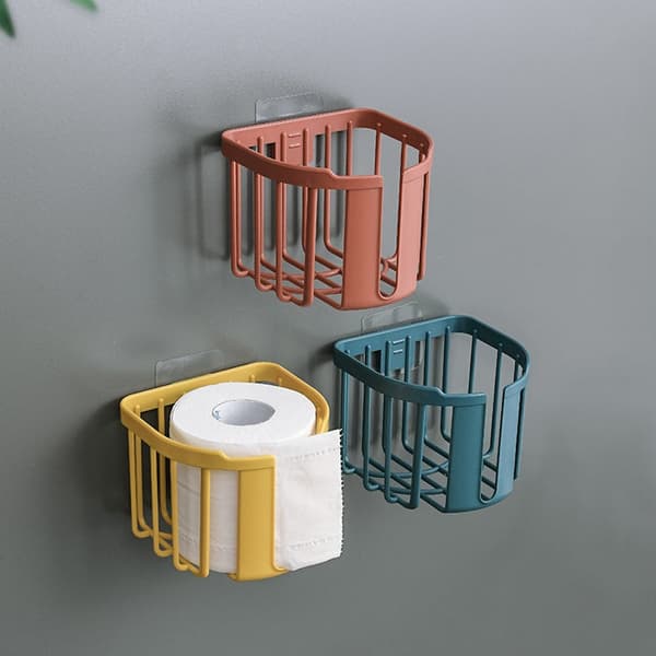 4 PCS Punch-free Toilet Paper Shelf Wall-mounted Bathroom Roll Paper Box, Random Color Delivery