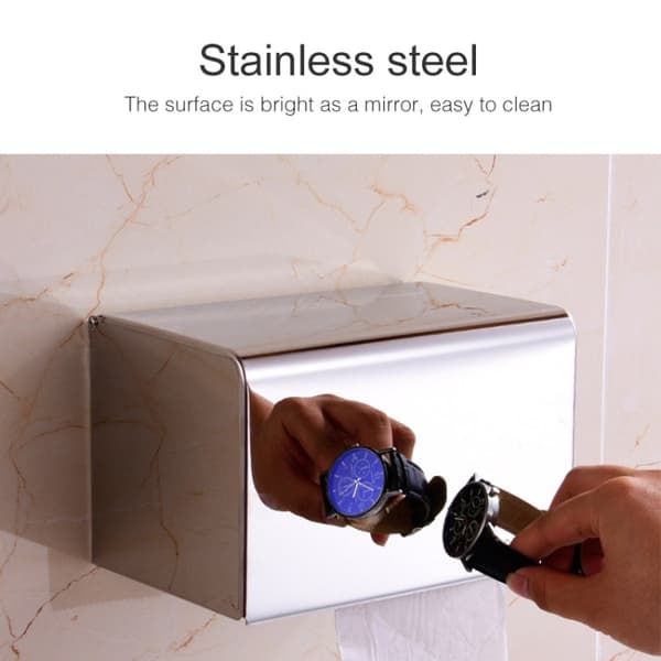 Q7 304 Stainless Steel Bathroom Wall-mounted Waterproof Bright Light Paper Towel Roll Holder