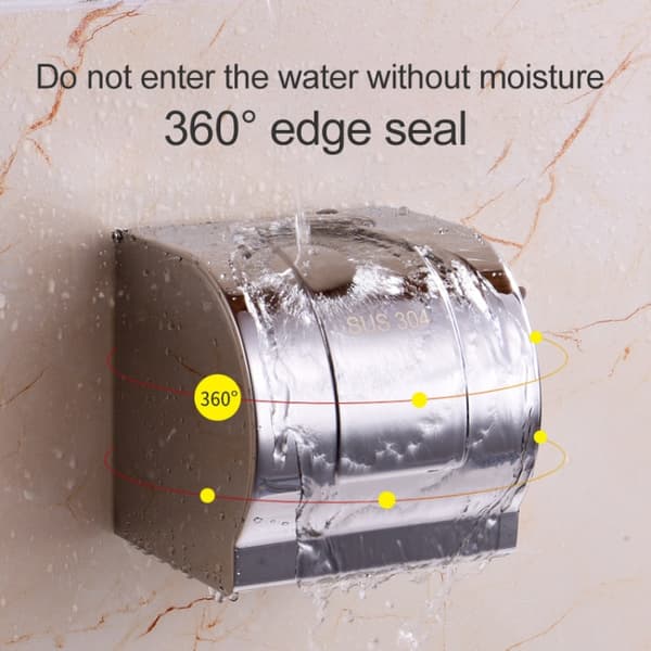 Q7 304 Stainless Steel Bathroom Wall-mounted Waterproof Bright Light Paper Towel Roll Holder