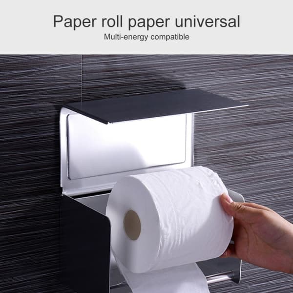 Bathroom Wall-mounted Waterproof Paper Tissue Roll Stand Holder(Black)