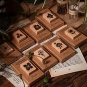 4 PCS  Vintage Botanical Stamp DIY Handbook Decorative Journal Beechwood Stamp(Tivoli)