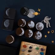 5 PCS Moon Phase Series Handbook Decoration DIY Wooden Stamp(Convex Moon)
