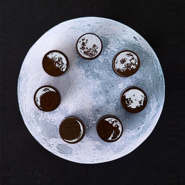 5 PCS Moon Phase Series Handbook Decoration DIY Wooden Stamp(String Moon)