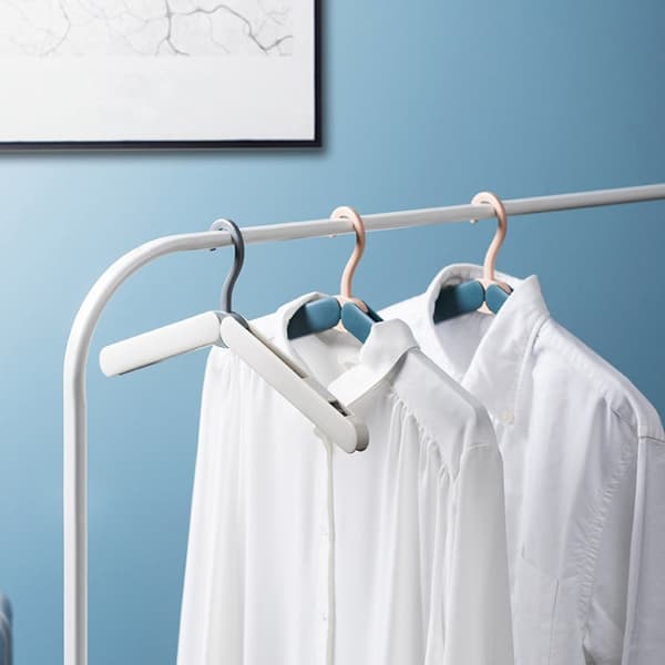2 PCS Travel Folding Hanger Portable Drying Rack With Small Clamps(Gray)
