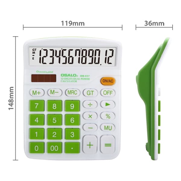 OSALO OS-837VC 12 Digits Colorful Desktop Calculator Solar Energy Dual Power Calculator(Rose Red)