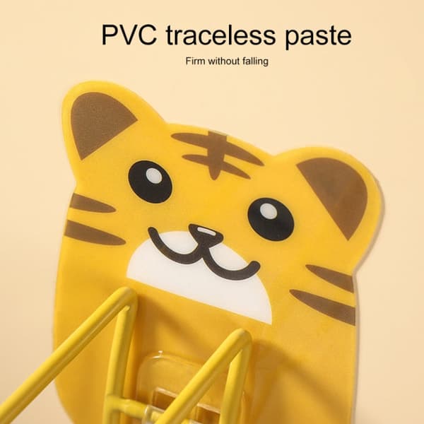 4 PCS Cartoon Hanger Storage Rack Paper Towel Rack Hanger Rack(Tiger Stainless Steel)