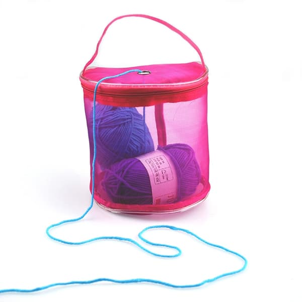 Mesh Bag DIY Hand Weaving Tools Yarn Storage Knitting Bag Organizer Hollow Yarn Bag(Small Rose Red)